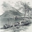 Lugano and Monte Salvatore  16 cm x 16 cm [text on reverse] Wood Engraving by Harry Fenn